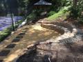 Kotara Garden And Firepit Area / Excavations / Sandstone Wall And Garden Seat / Crushed Granite Paving And Stepping Stones